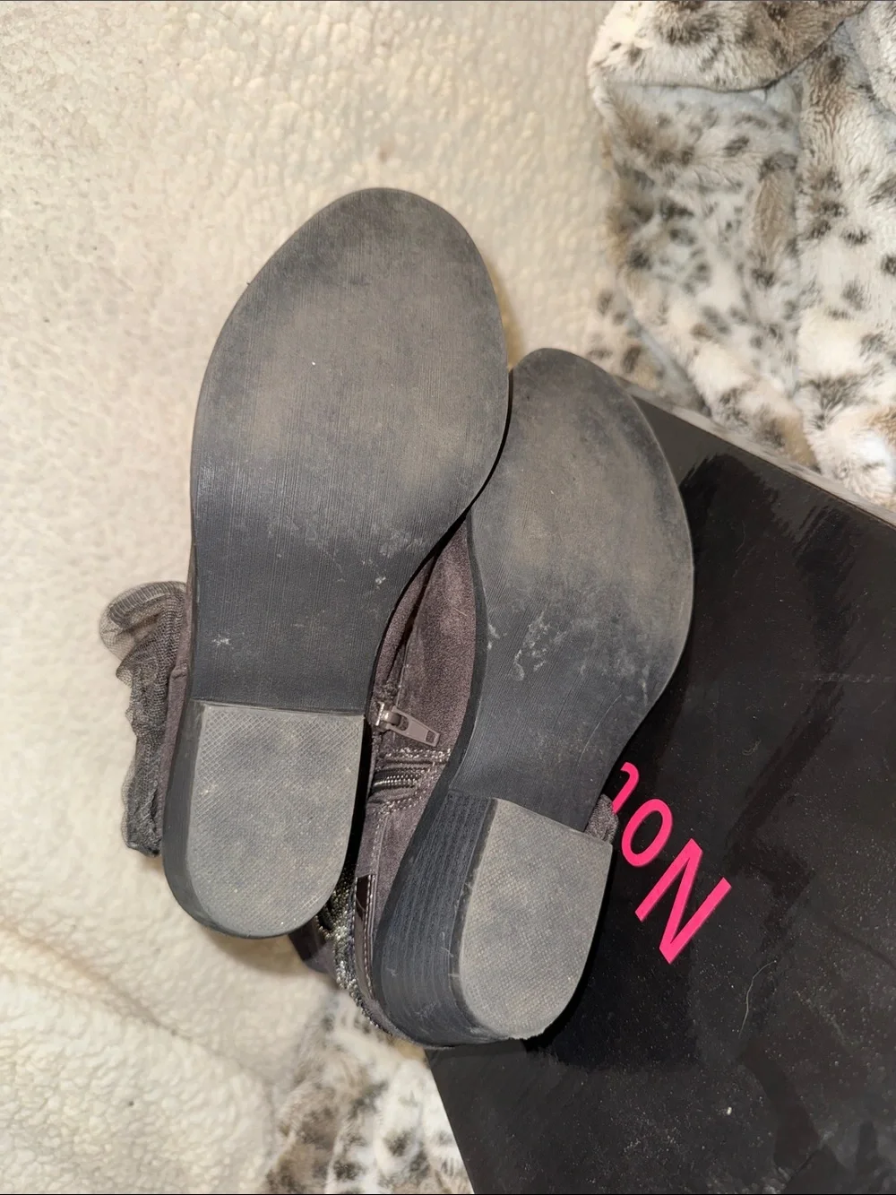 Not Rated Midas Grey Embellished Suede Ankle Boots